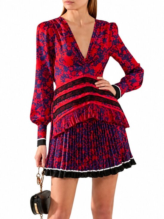 Self-Portrait Dresses & Skirts - SELF-PORTRAIT | Long Sleeve Floral Print Mini Dress in Size US 2